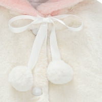 Пуловер за малко дете 1-5y деца бебета момичета солидни изпреварвания топла качулка палто принцеса наметало нос бял 90