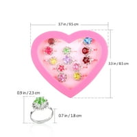 Детски пръстени красиви цветни диамантени пръстени Подарък с сърце във формата на сърце за момичета деца деца