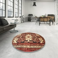 Ahgly Company Machine Pashable Indoor Round Традиционни килими за домати червени площи, 3 'кръг