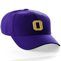 Класическа бейзболна шапка по поръчка a до z първоначално писмо от екипа, лилава капачка бяло злато буква O