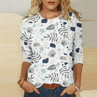 Cacommark pi плюс размер върхове клирънс жена кръгла шия 3 4sleeve отпечатана блуза тениска суичър флот