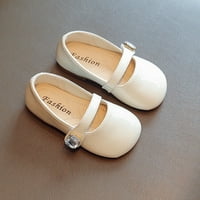 Обувки малко дете с размер модна есен за малко дете и момичета ежедневни обувки танцови обувки дебела подметка кръг пръст с рокля обувки голямо момиче бяло 32