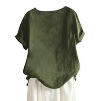 Huachen Women's Fashion Casual Cound Neck Short Lowev Независимост Ден за печат на топките блуза блуза