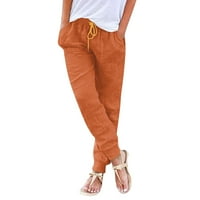 Спално бельо за жени плюс размер плътно цветен висок талия небрежен конус панталони с джобове светло оранжево m