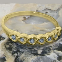Британски направени 10k жълто злато естествено аквамарин женски пръстен за вечност - Опции за размер - размер 6.5