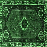 Ahgly Company Indoor Rectangle Persian Emerald Green Traditional Area Rugs, 8 '12'