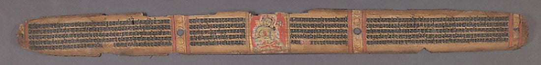 Зелена Тара, лист от разпръснат аштасахасрика Прайнапарамита Ръкописен печат на плакат