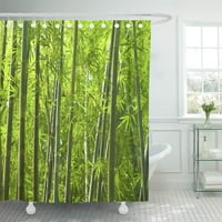 Биологично зелено абстрактно бамбук горски климатичен култура фън декор за баня баня за душ завеса