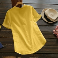 Betiyuaoe блузи ризи за жени за жени с къс ръкав памучно бельо ежедневни риза блуза върхове