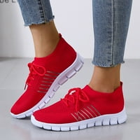Дамски обувки апартаменти маратонки дантела модна спортна мека подметка домашна ваканция дамски обувки червен размер 8.5