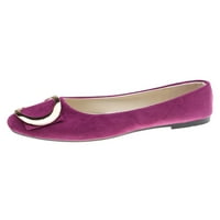 Daeful дами ежедневни обувки комфорт плоски обувки се приплъзва на плоски леки квадратни пръсти помпи дамски фео велур лилаво 7