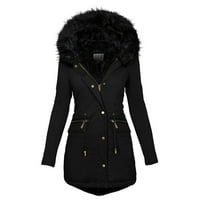 Палто за жени модни твърди жени небрежни плюс кадифе с дебела зимно тънка козина яке женски якета палта черно + 5xl