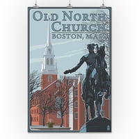 Бостън, Масачузетс, Зимна сцена на старата Северна църква