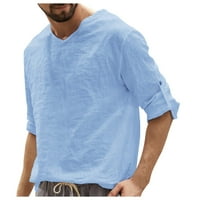 Мъжки ризи на Borniu, ризи с дълъг ръкав за мъже, ежедневен твърд цвят V-образно деколте на яка с дълъг ръкав пуловер на блуза върхове