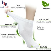 Ugoli жени диабетични чорапи на глезена, супер меки и тънки бамбукови чорапи, широки и разхлабени, необвързващи горен и безпроблемен пръст, двойки, бяло, размер на обувката: 6-9