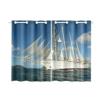 Cadecor Sailboat Print Sail Boat Art Window Terect Panel Panels Завеси за прозорци Кухненски завеси, две Изи