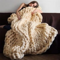Акрилна плетена дебела многоцветеща одеяло изтъкано ръчно плетено диван легло одеяло есен зимно одеяло - ръчно изработено одеяло сиво - плетене на една кука одеяло за диван, легло, диван