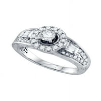 14kt бяло злато дамски кръгъл диамантен пасианс булчински сватбен годежен пръстен 1. CTTW 70211