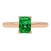 CT Brilliant Emerald Cut симулиран изумруден 14K Rose Gold Politaire Ring SZ 10.75