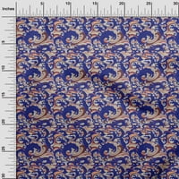 Oneoone Silk Tabby Средно синя тъкан Азиатска японска вълна Шиещи занаяти проекти отпечатъци от плат за двор широк