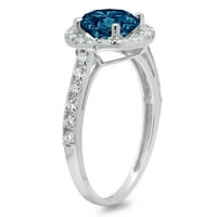 2. CT Brilliant Round Cut Clear Simulated Diamond 18K White Gold Halo Solitaire с акценти пръстен SZ 10.25