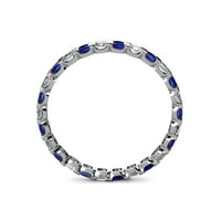 Blue Sapphire & Diamond Common Channel Eternity Band 1.71-2. Карат TW 14K бяло злато.size 5.5