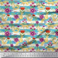 Soimoi Cotton Voile Fabric Stripe, Floral & Fo Animal Print Fabric по двор широк