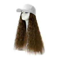 Бейзболна шапка коса вълна къдрава прическа регулируема перука шапка прикрепена дълга коса
