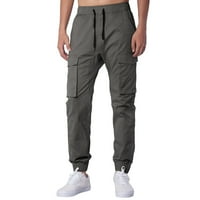 Мъжки четири сезона улица Стрийт спортни много джобни каишки за каишка твърд цвят изтъкани товарни панталони