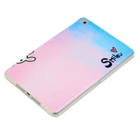 Allytech TPU силиконов калъф, съвместим с Apple iPad Mini 5 -ти 4 -ти 3 -ти 2 -ри 1 -во поколение - тънък лек калъф мек гъвкав защитен капак, розово синя усмивка