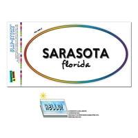 Сарасота, Флорида - Флорида - Rainbow - City State - Овален ламиниран стикер