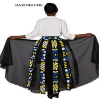 Африканска макси пола жени черен шифон пачуърк с пълна дължина с висока талия африканско облекло за жени WY10092