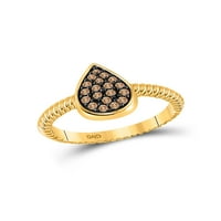 10kt жълто злато дамски кръг кафяв диамантен клъстер клъстер пръстен cttw