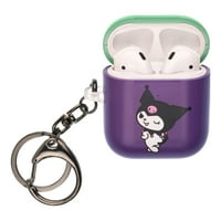 Sanrio Airpods Ключов клавиш на клавиша Ключов ключ държав твърд капак на каишката Капак - Kuromi Wink