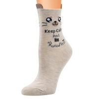 Pxiakgy чорапи за жени жени ежедневни памучни модели дами чорапи тръби удобни чорапи сиви + един размер