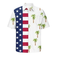 Тениски ризи за мъже ежедневни модни отхвърлени якички Хавайски печат късо ръкав имат джобове кардиганско копче върхове блуза юли ризи за мъже на клирънс