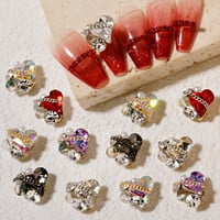 Задаване на орнамент на нокти луксозен 3D ефект Gloss Love Heart Manicure Design Nail Rhinestone за салон