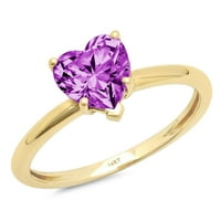 1. CT Brilliant Heart Cut Clear Simulated Diamond 18K Yellow Gold Politaire Ring SZ 7.25