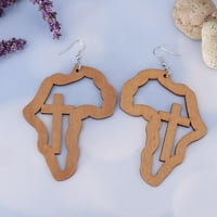 Бохемски обеци, обеци от дърва за жени, африкански обеци, леки уникални обеци с ръчно изрязано дървено дизайн леко кафе