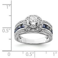 Бели стерлингови сребърни пръстени Gemstone Cubic Zirconia CZ Кръг Clear Sapphire, лаборатория създаде Square Blue