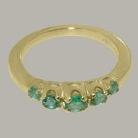 Британски направен 18k жълто златен пръстен с естествен изумруден женски пръстен - Опции за размер - размер 11.25