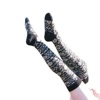 Хиригин женски чорапи с дължина на коляното коледни снежинки плетени чорапи отпечатани дебели топли чорапи
