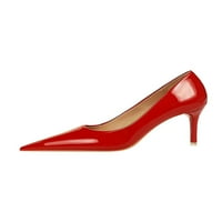 Дамска помпа, насочени към пръсти помпи приплъзване на обувки с леки сватбени обувки жени високи токчета секси комфорт червено 7.5