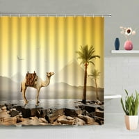 Баня душ завеса елен zebra слон конска камила кран животни пустиня залез гора по пейзаж шаблон миещи се с комплект кука