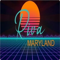 Рива Мериленд Винилов стикер Stiker Retro Neon Design