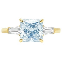 3.5ct Asscher Cut Blue симулиран диамант 18k жълто злато годишнина годеж