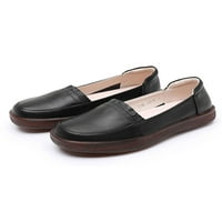 Tenmi Women Flats Slip-On Boat Shoe Memory обувки за кърмене плоски мокасини дамски устойчиви леки мокасини черно 5
