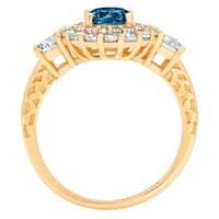1. CT Brilliant Round Cut Clear Simulated Diamond 18K Yellow Gold Halo Solitaire с акценти пръстен SZ 5.5