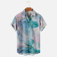 Njoeus летни мъжки ризи тениски ризи за мъже мъже ежедневни копчета мрамор
