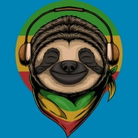 Sloth Rasta A Носещи слушалки Момчета Тюркоазено син графичен тройник - Дизайн от хора XL